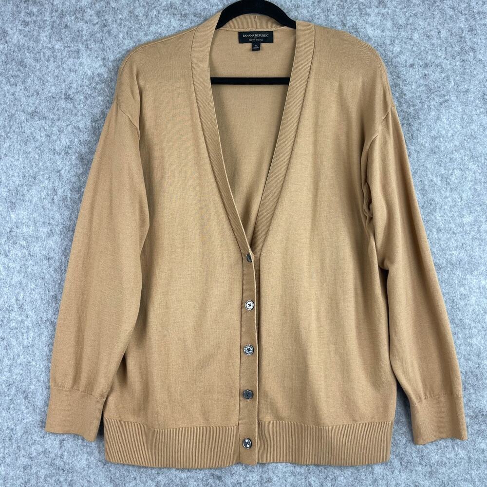 Banana Republic‎ Forever Sweater Cardigan Womens XL Beige Preppy Classic